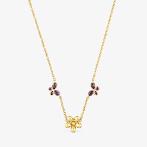 Collar corto con ba&ntilde;o de oro de 18&nbsp;kt sobre plata y amatista Daisy