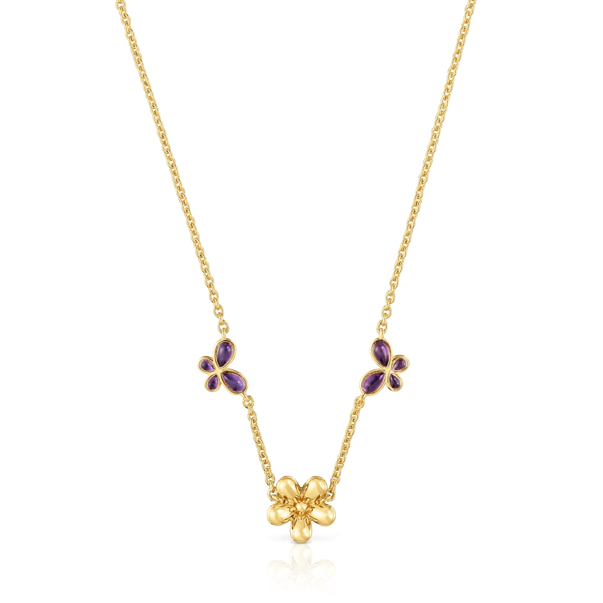 Tous - Collar Corto Con Baño De Oro De 18 Kt Sobre Plata Y Amatista Daisy - Dorado