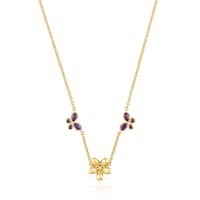 Short Necklace with 18kt gold plating over silver and amethyst Daisy