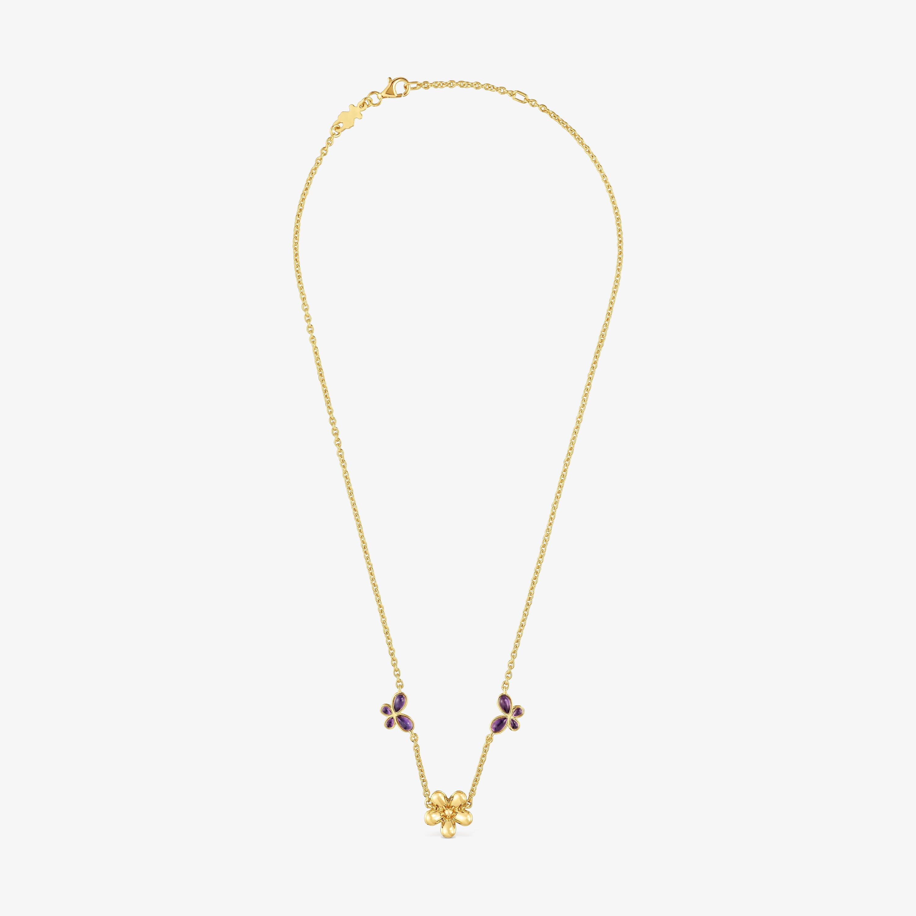 Short Necklace with 18K gold vermeil and amethyst Daisy