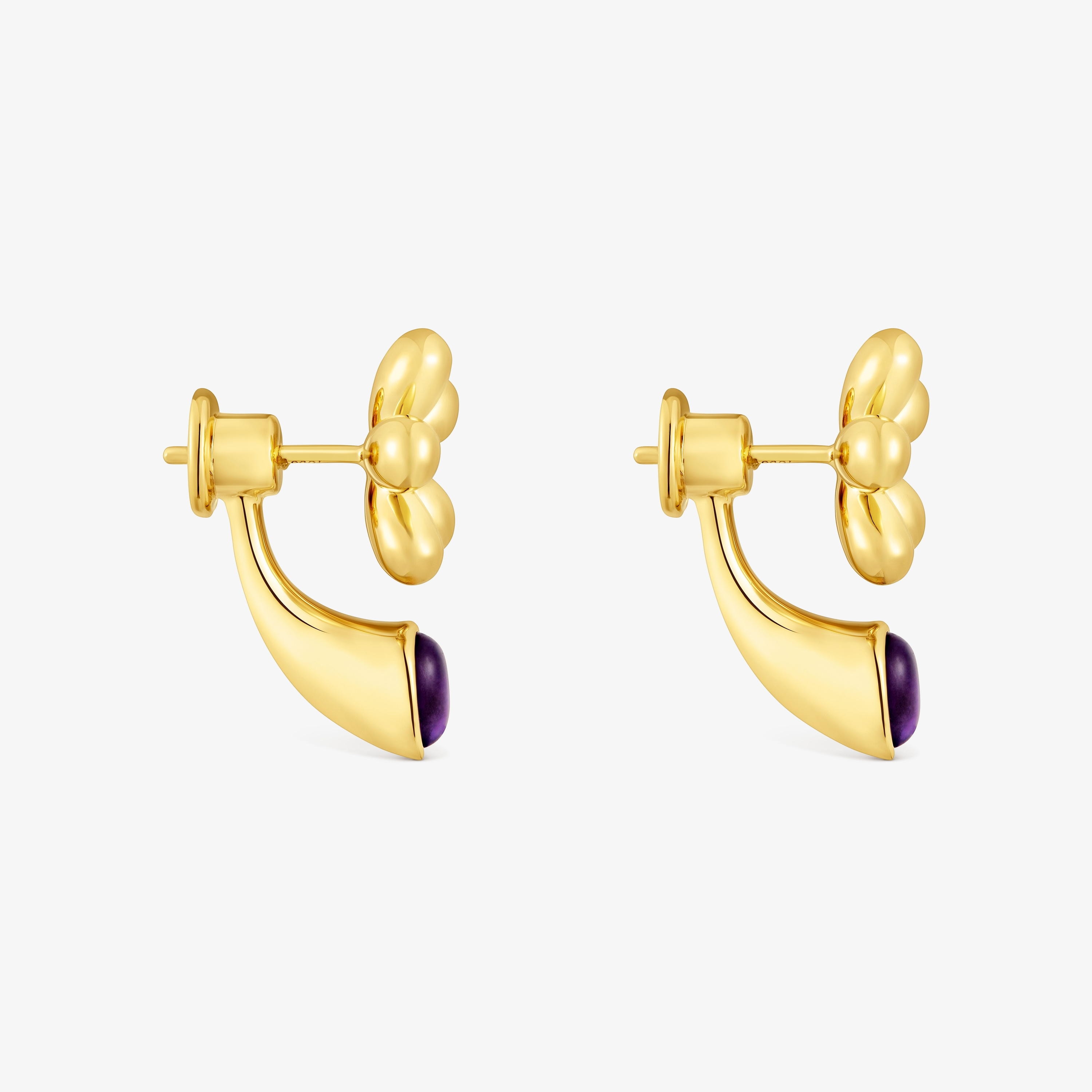 Flower Earrings with 18kt gold plating over silver and amethyst Daisy