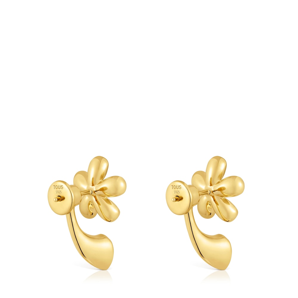 Pendientes flor con baño de oro de 18 kt sobre plata y amatista Daisy image number 2