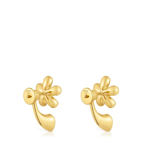 Pendientes flor con baño de oro de 18 kt sobre plata y amatista Daisy