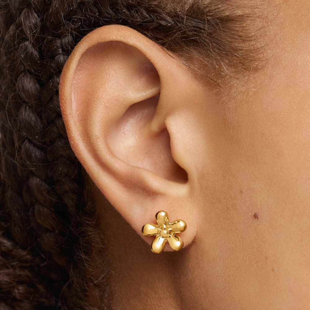 Pendientes flor con baño de oro de 18 kt sobre plata y amatista Daisy image number 5