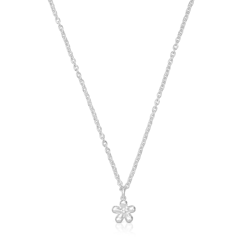 Short silver flower Necklace Daisy