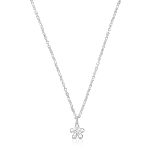 Short silver flower Necklace Daisy