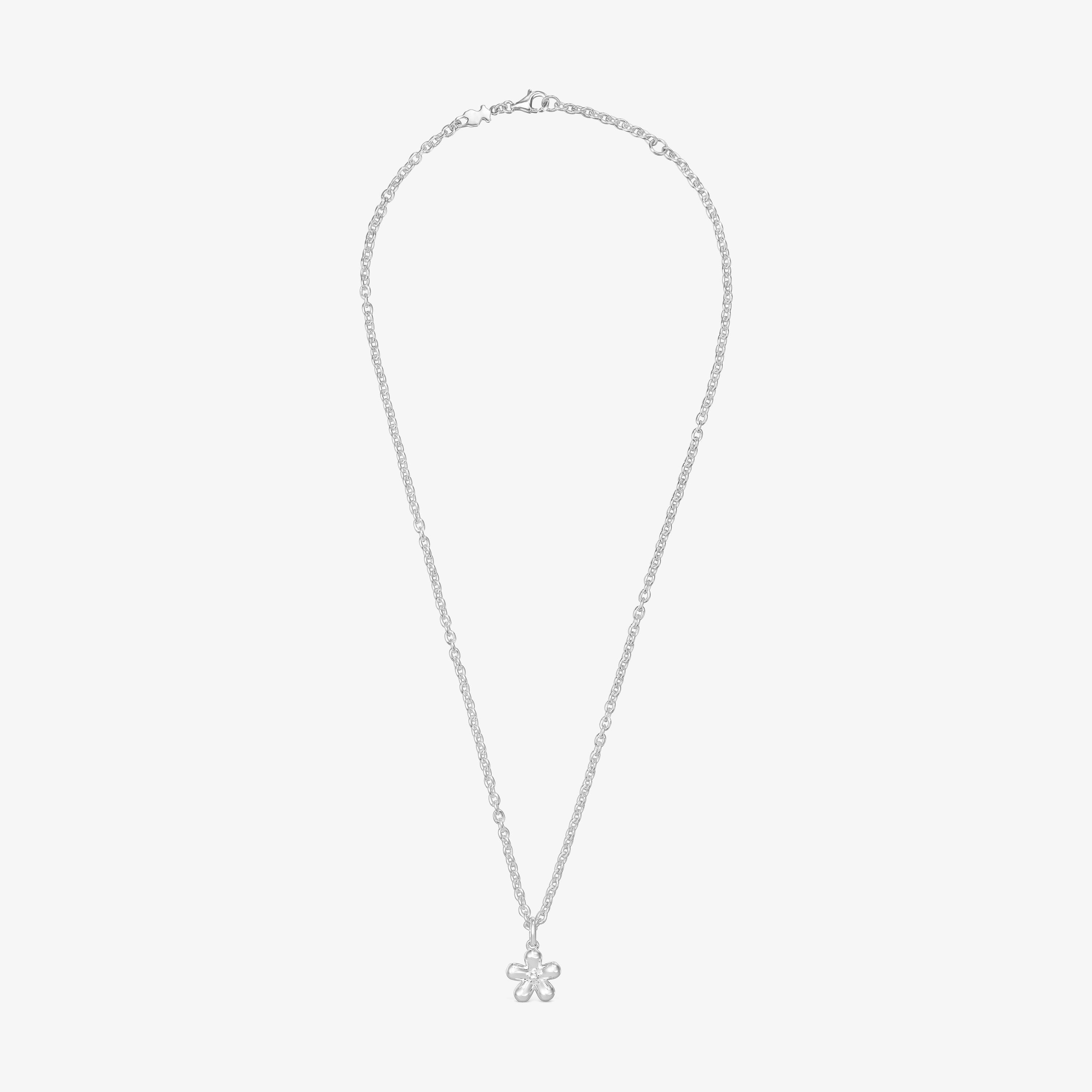 Short silver flower Necklace Daisy