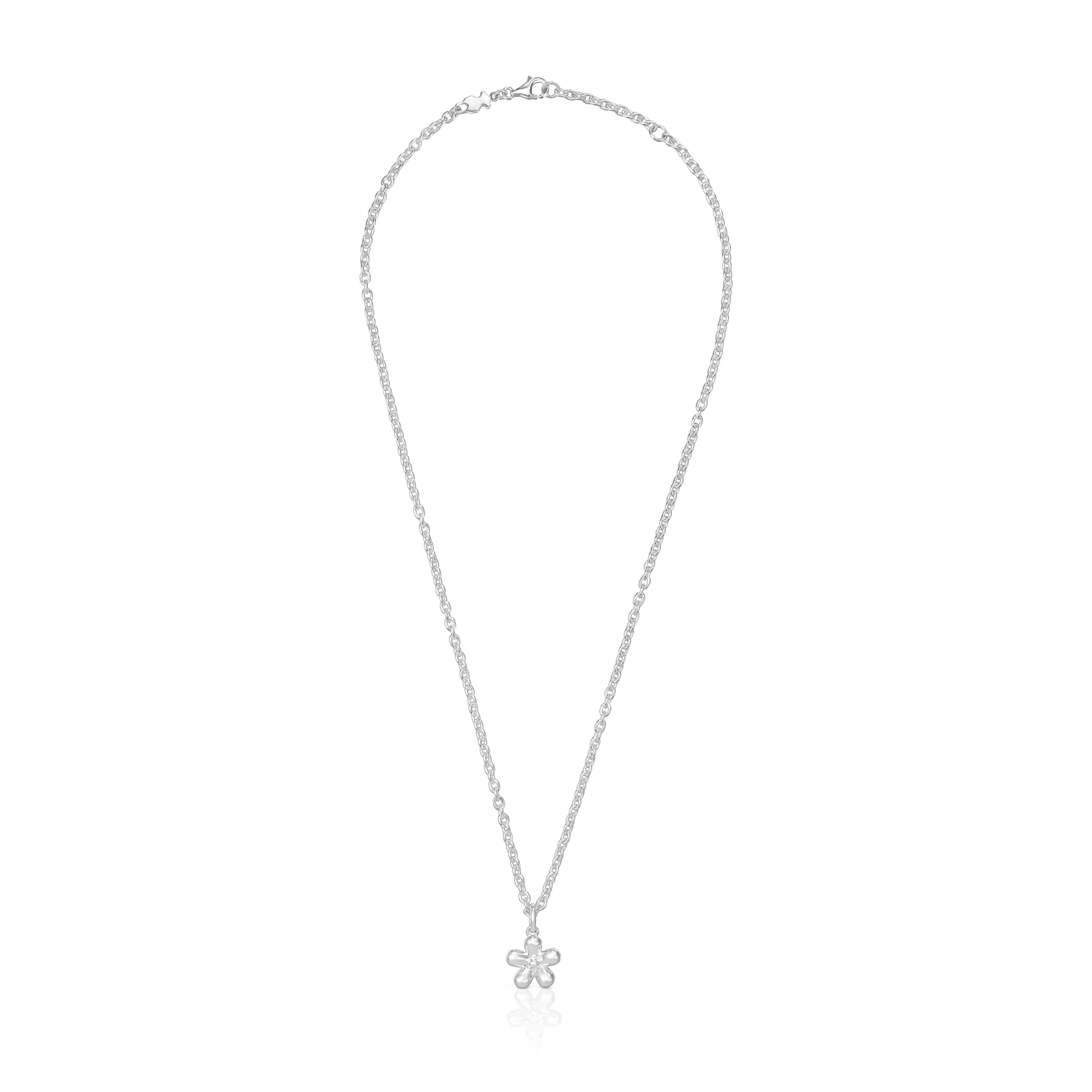 Short silver flower Necklace Daisy