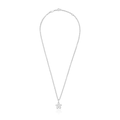 Short silver flower Necklace Daisy