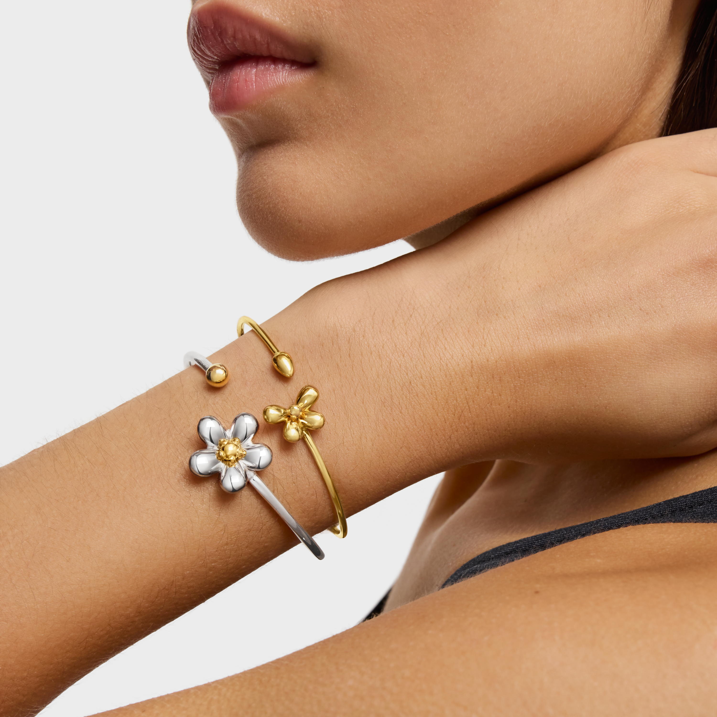 Bangle with 18K gold vermeil Daisy
