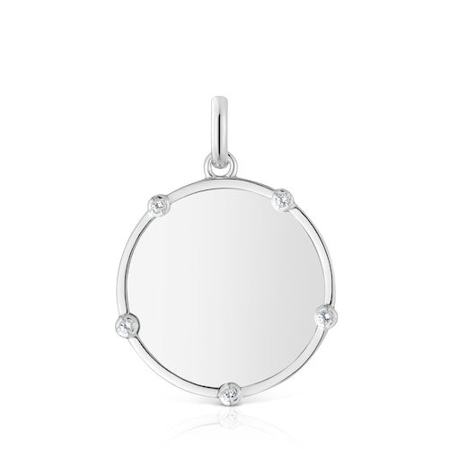 Silver medallion Pendant with topazes TOUS Basics