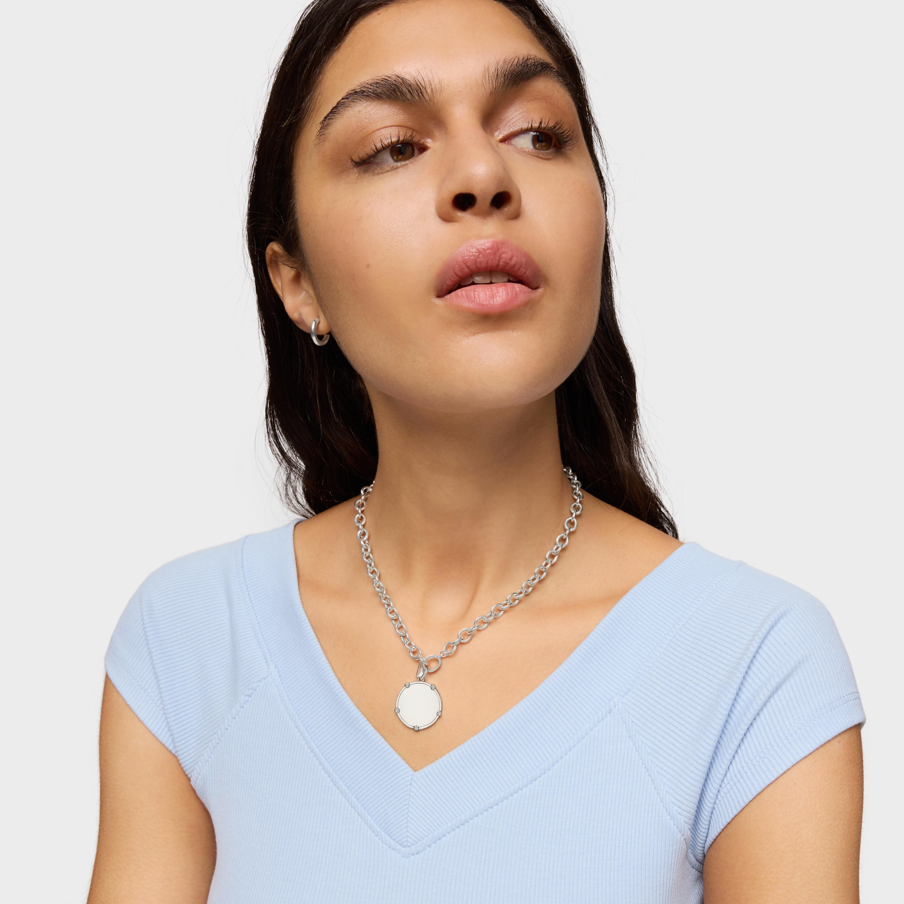 Silver medallion Pendant with topazes TOUS Basics