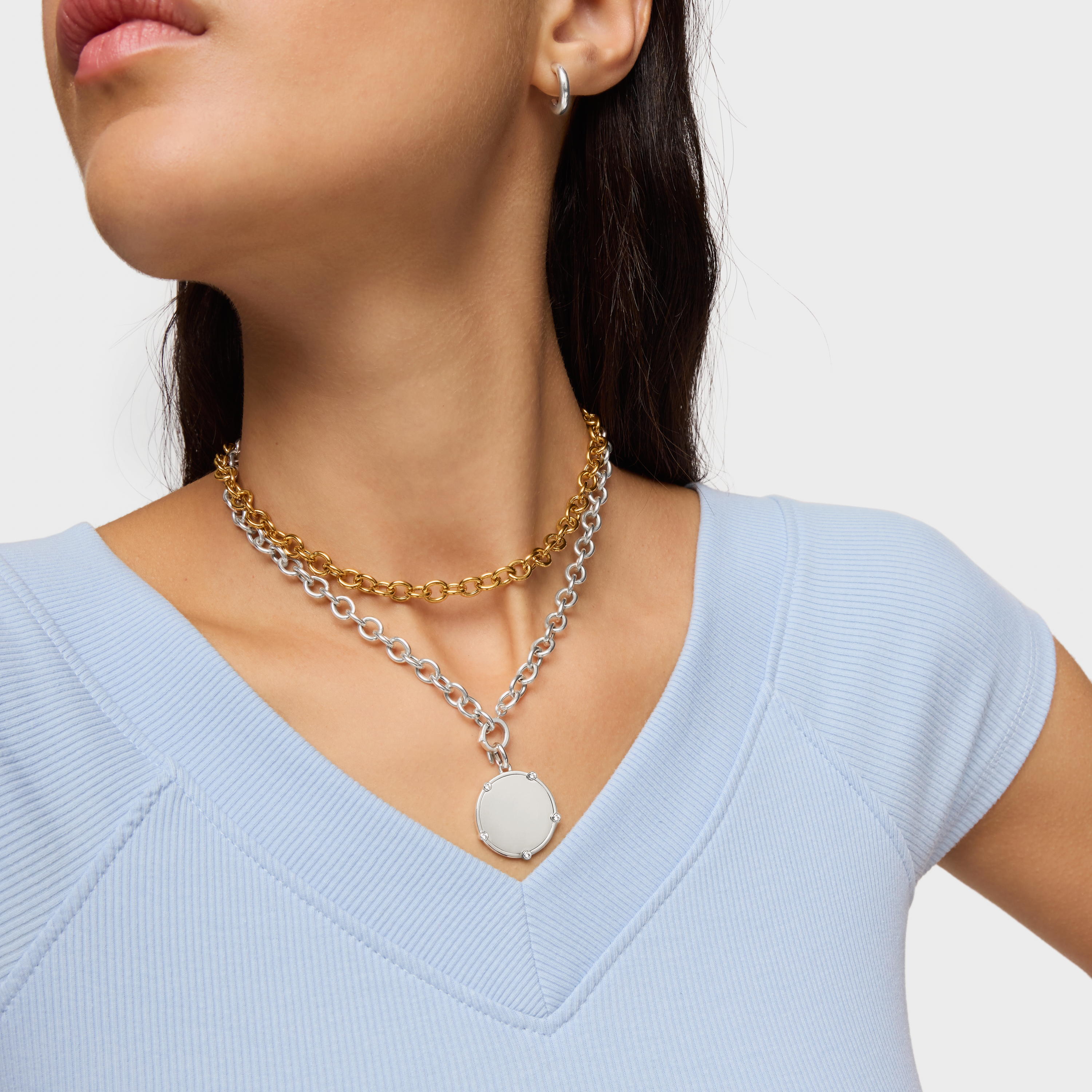 Silver medallion Pendant with topazes TOUS Basics