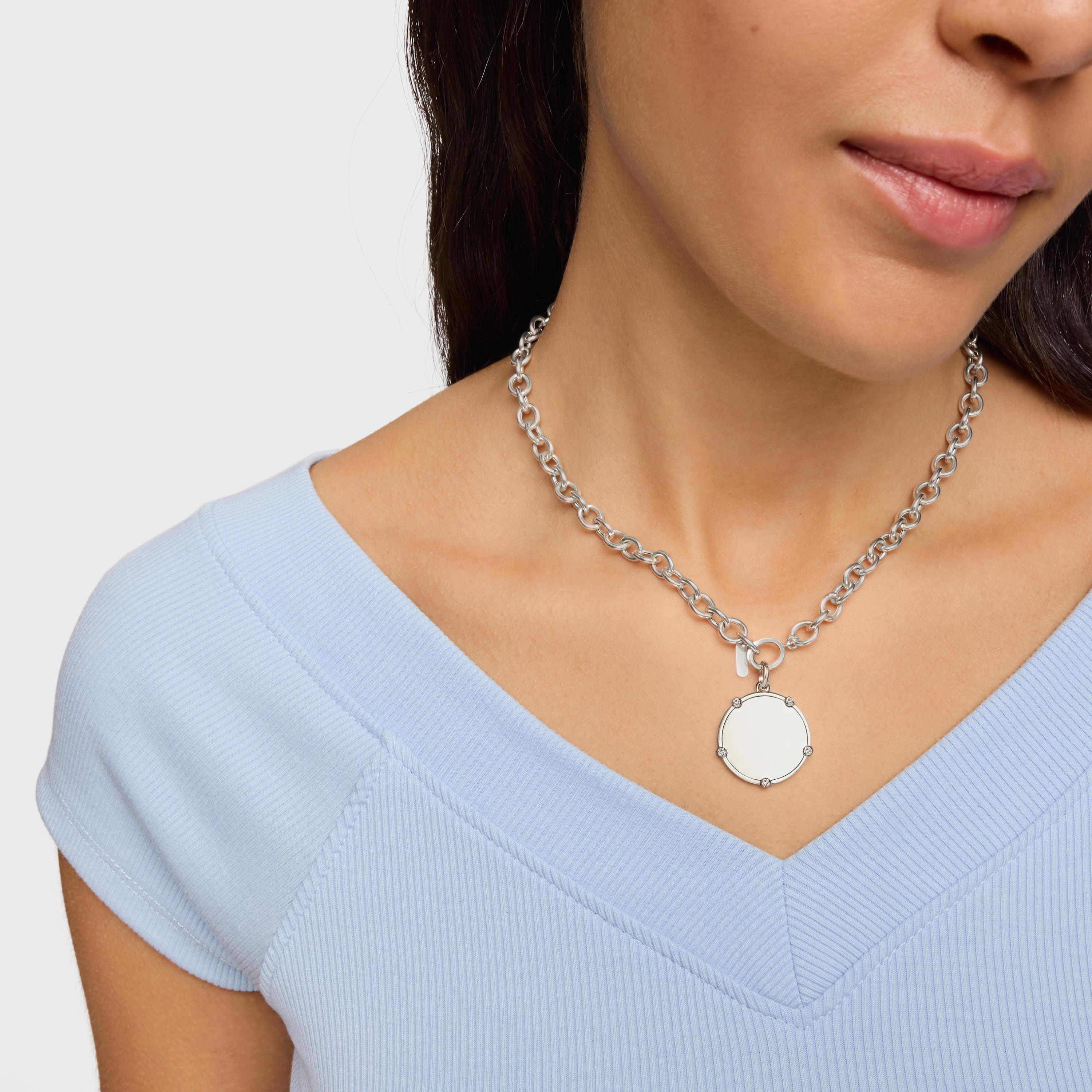 Silver medallion Pendant with topazes TOUS Basics