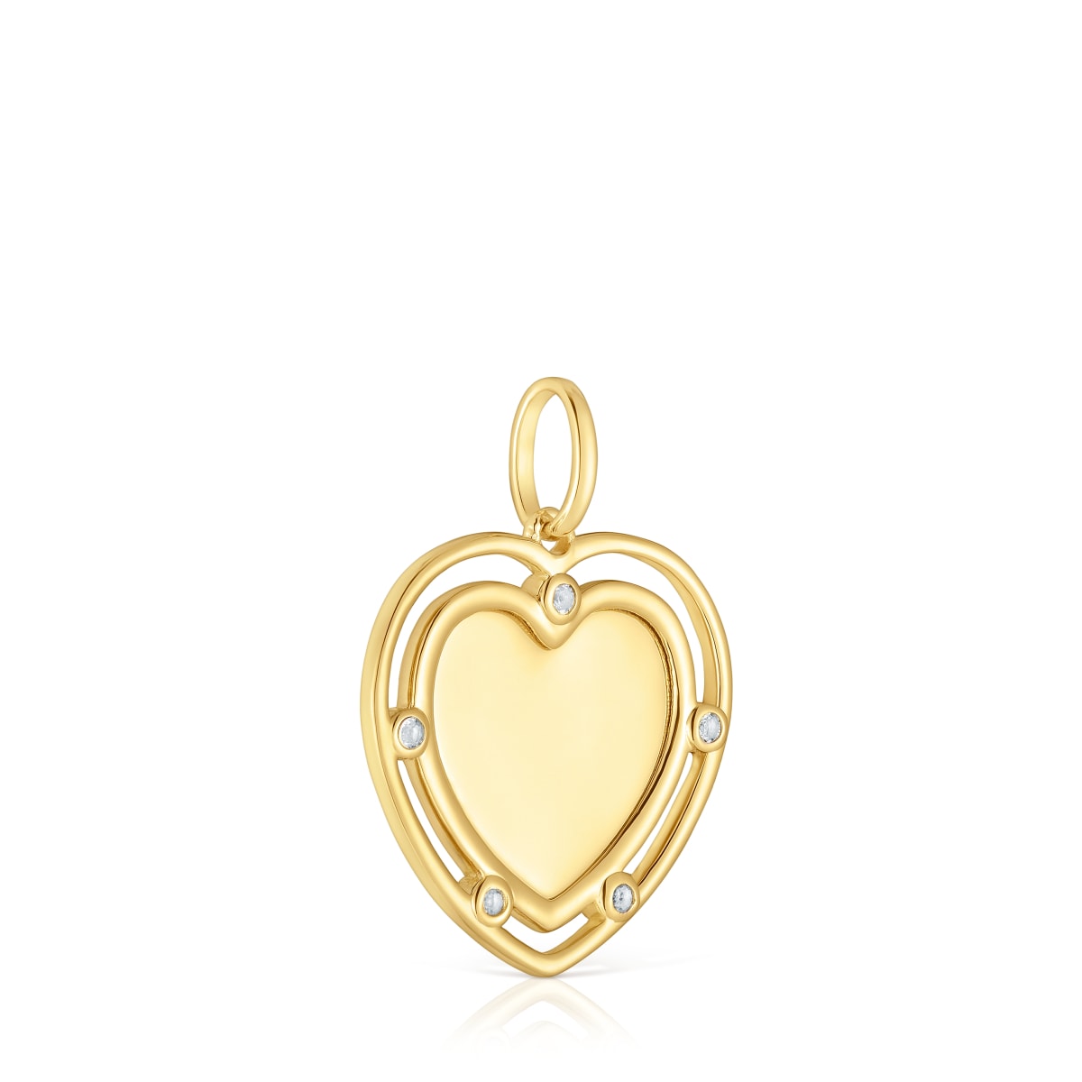 Colgante corazón con baño de oro 18 kt sobre plata y topacios Medallions