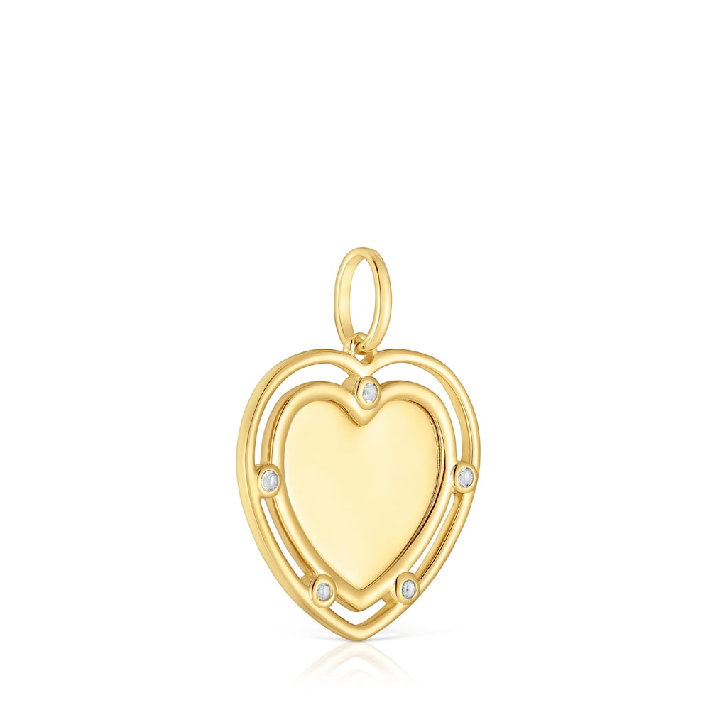 Colgante corazón con baño de oro 18 kt sobre plata y topacios Medallions Colgante corazón con baño de oro 18 kt sobre plata y topacios Medallions