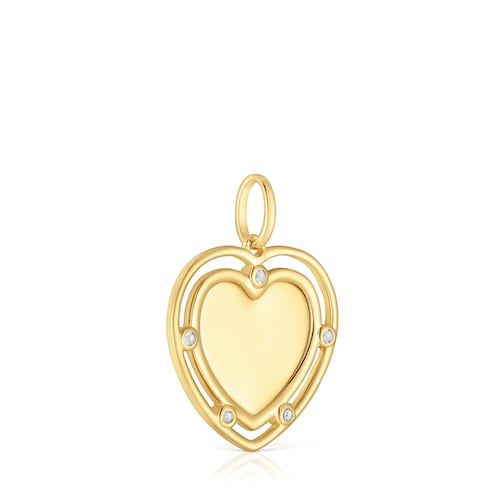 18kt gold plating over silver heart Pendant with topazes Medallions
