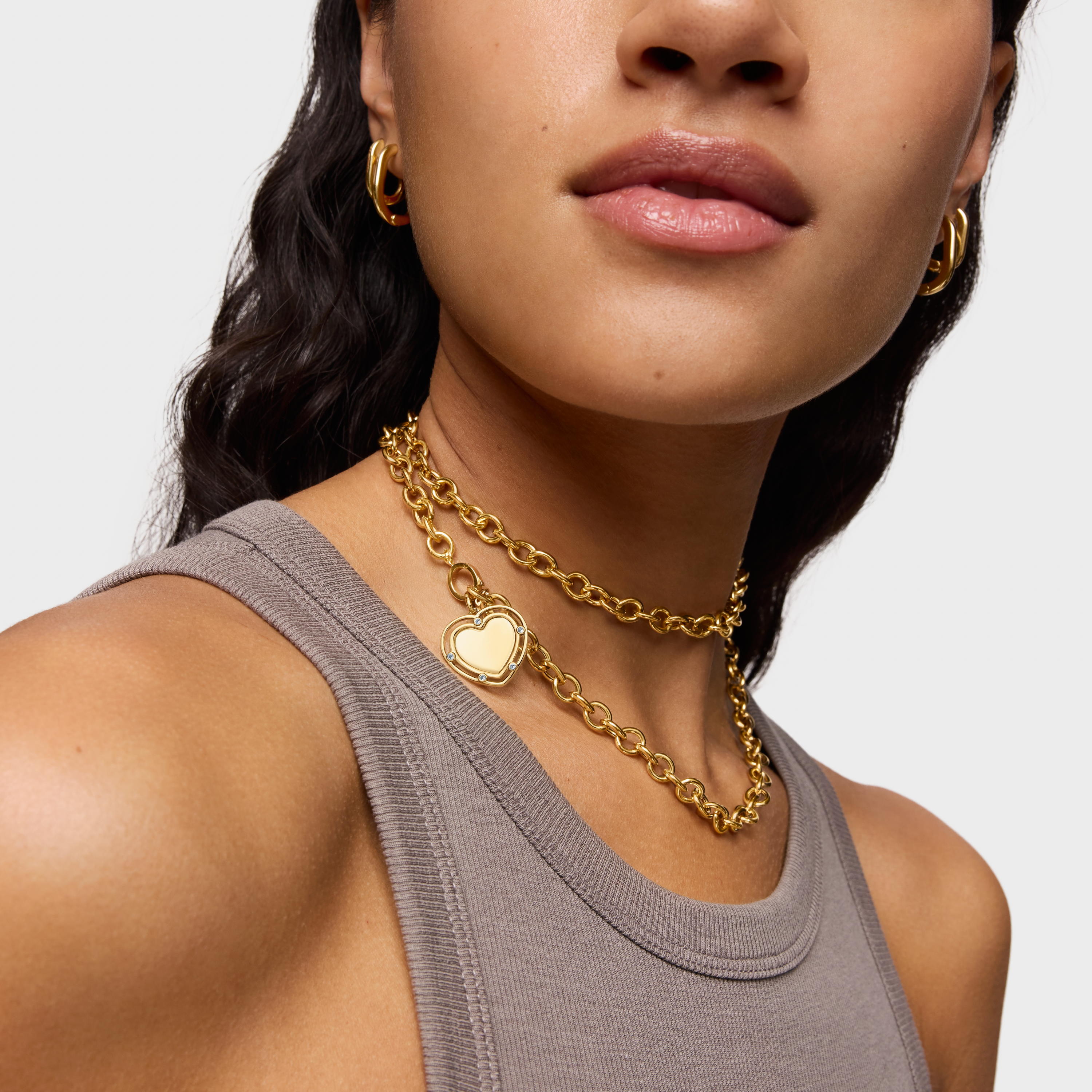 18K gold vermeil heart Pendant with topazes Medallions