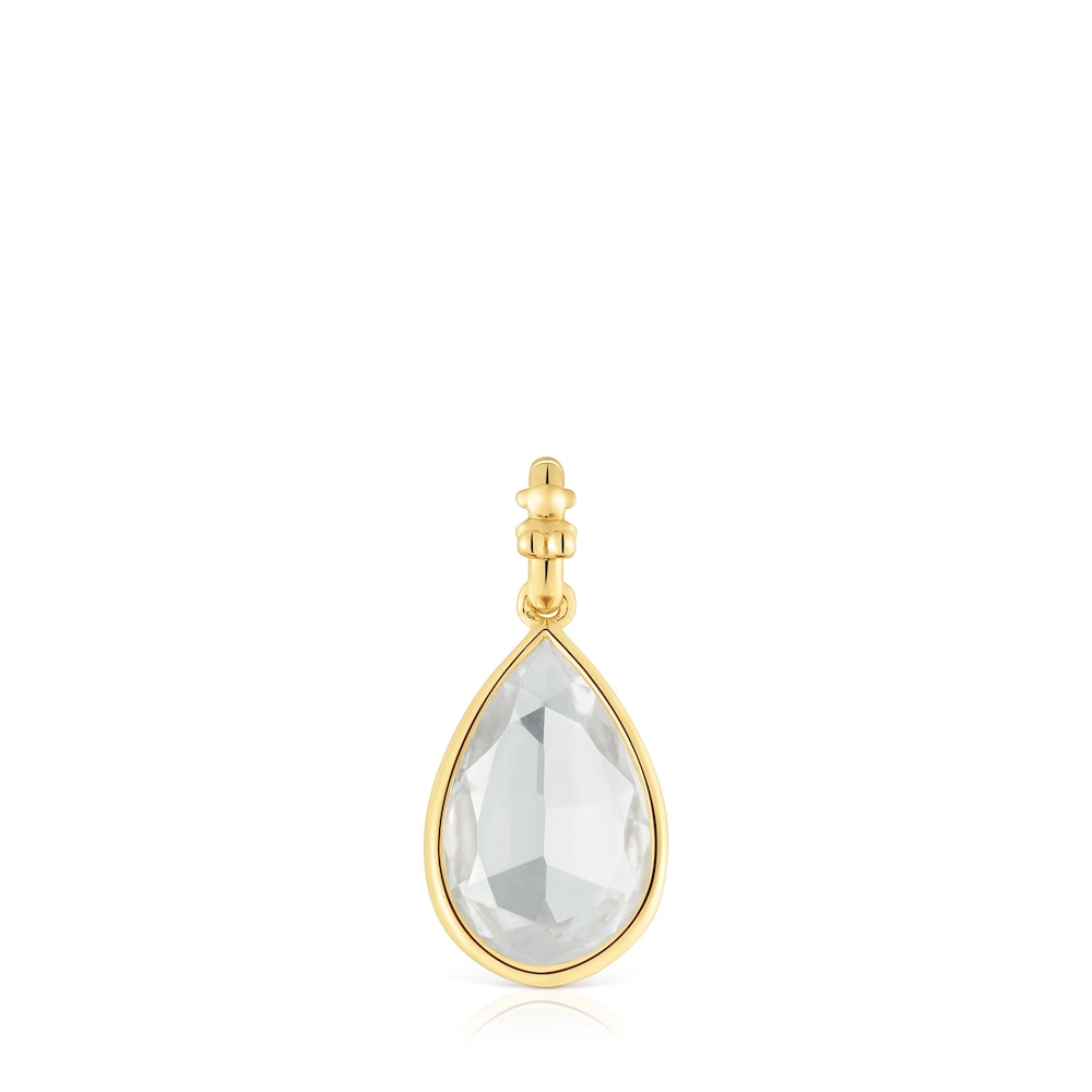 Small 18kt gold plating over silver Pendant with rock crystal quartz Medallions