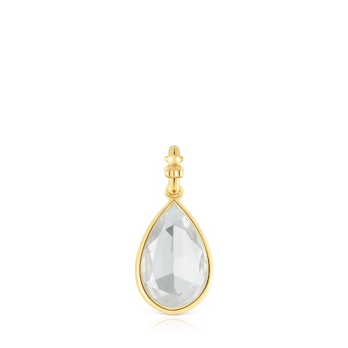 Colgante pequeño con baño de oro 18 kt sobre plata y cristal de roca Medallions