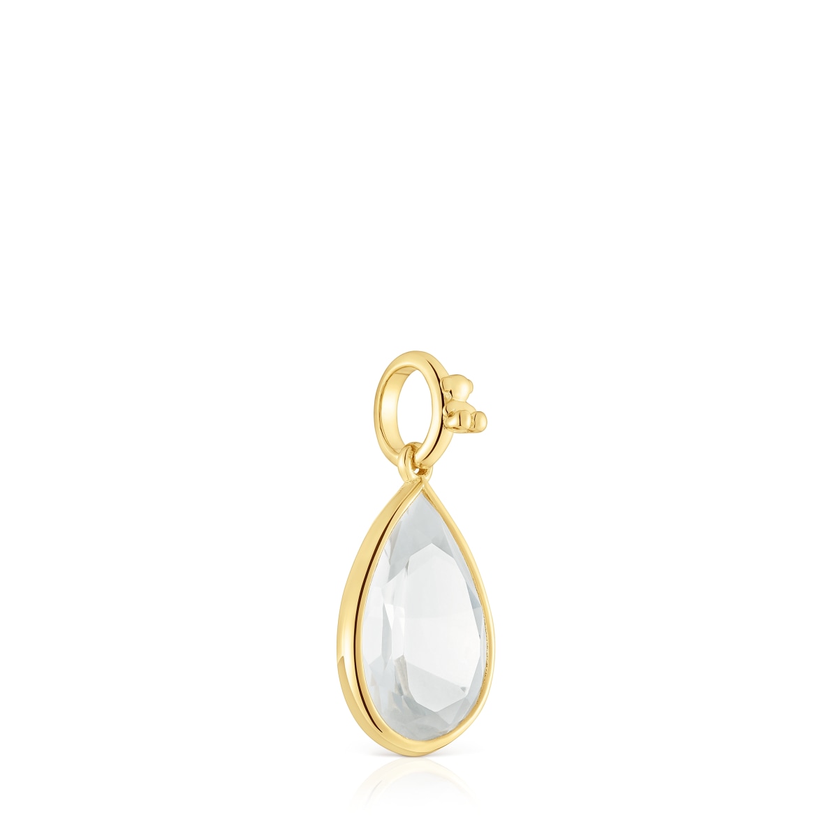 Colgante pequeño con baño de oro 18 kt sobre plata y cristal de roca Medallions