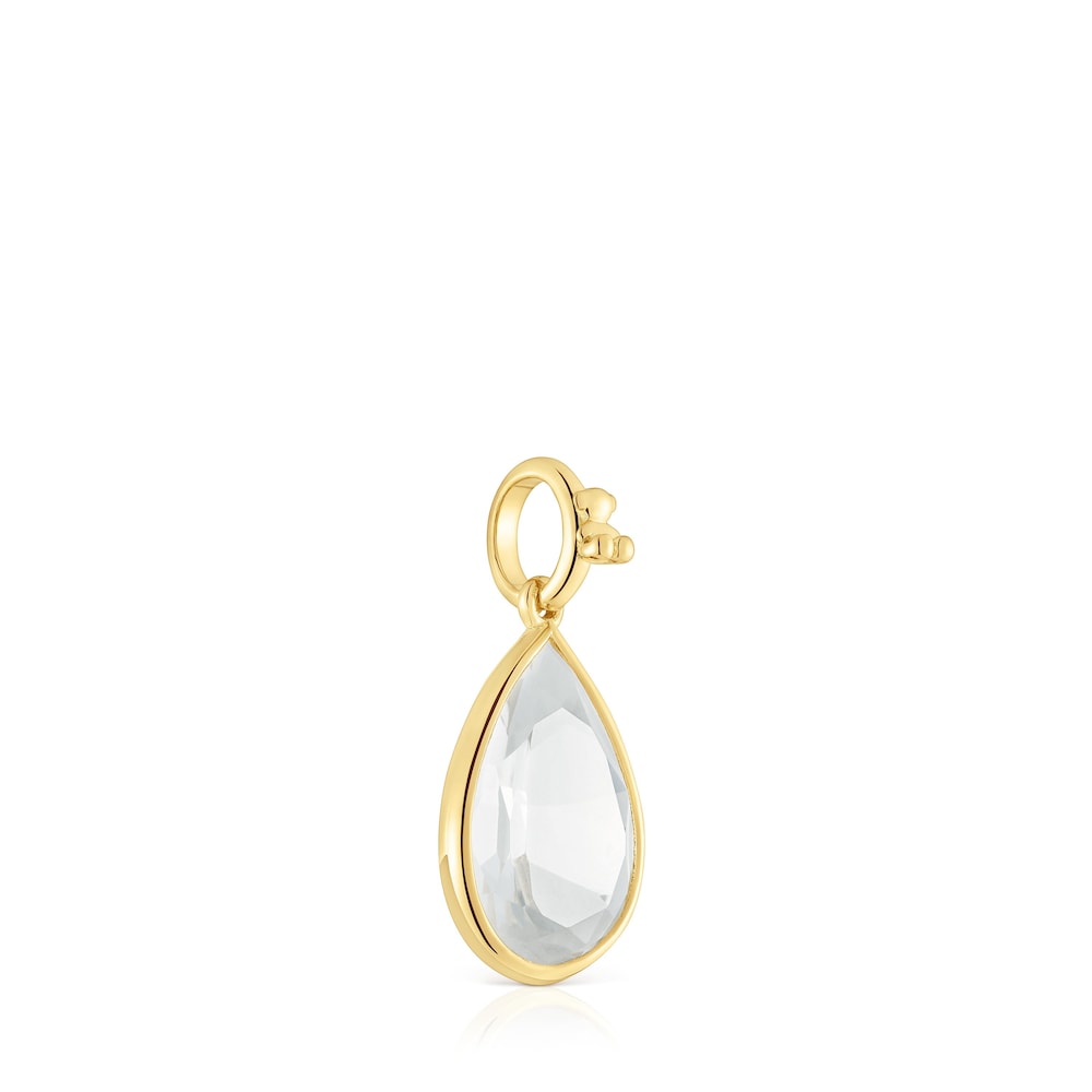 Colgante pequeño con baño de oro 18 kt sobre plata y cristal de roca Medallions Colgante pequeño con baño de oro 18 kt sobre plata y cristal de roca Medallions