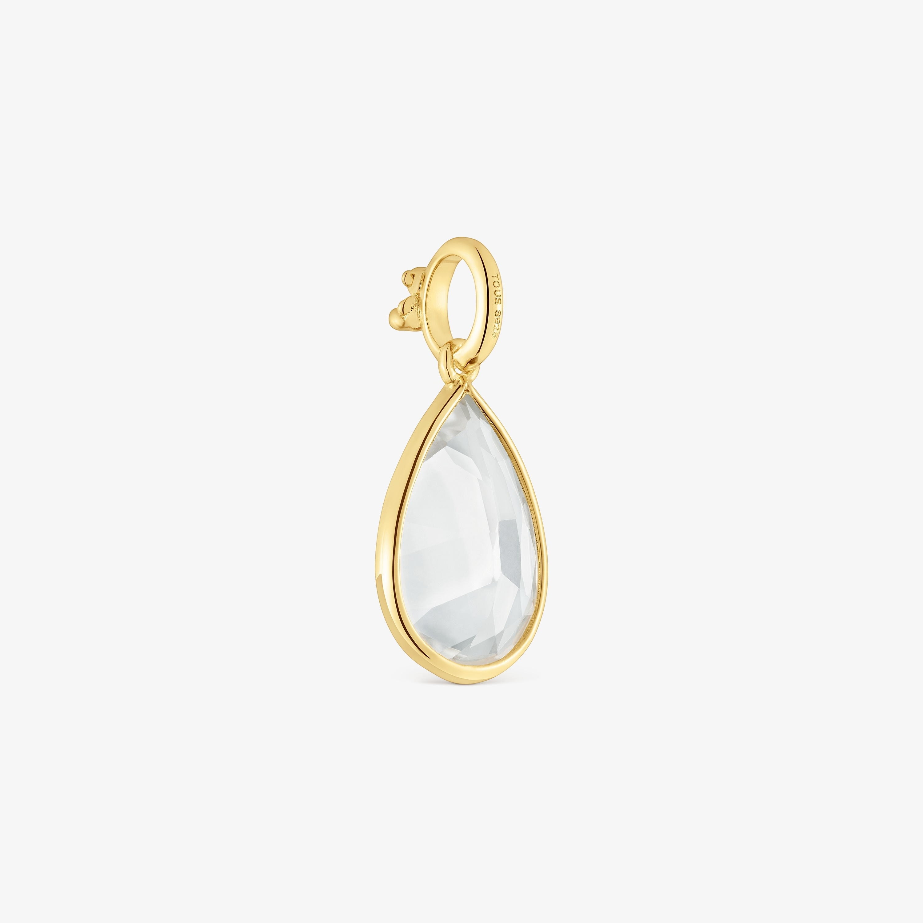 Small 18K gold vermeil Pendant with rock crystal quartz Medallions