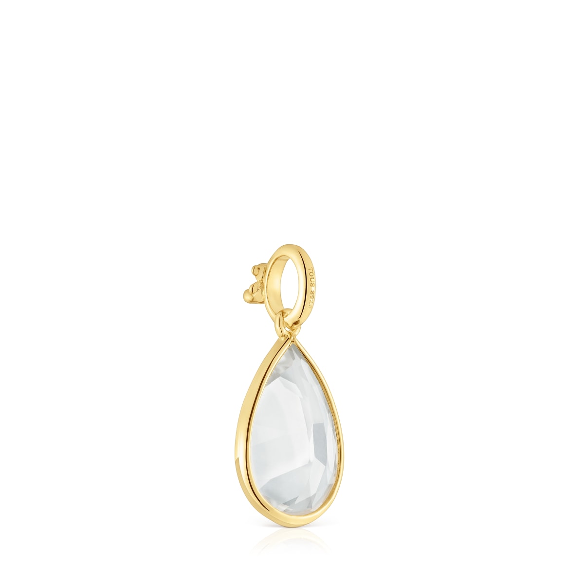 Colgante pequeño con baño de oro 18 kt sobre plata y cristal de roca Medallions