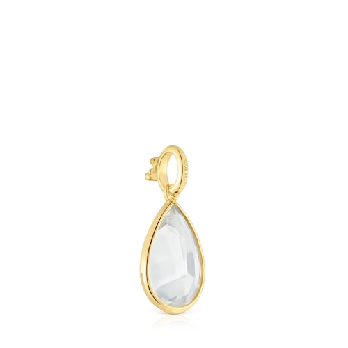 Colgante pequeño con baño de oro 18 kt sobre plata y cristal de roca Medallions