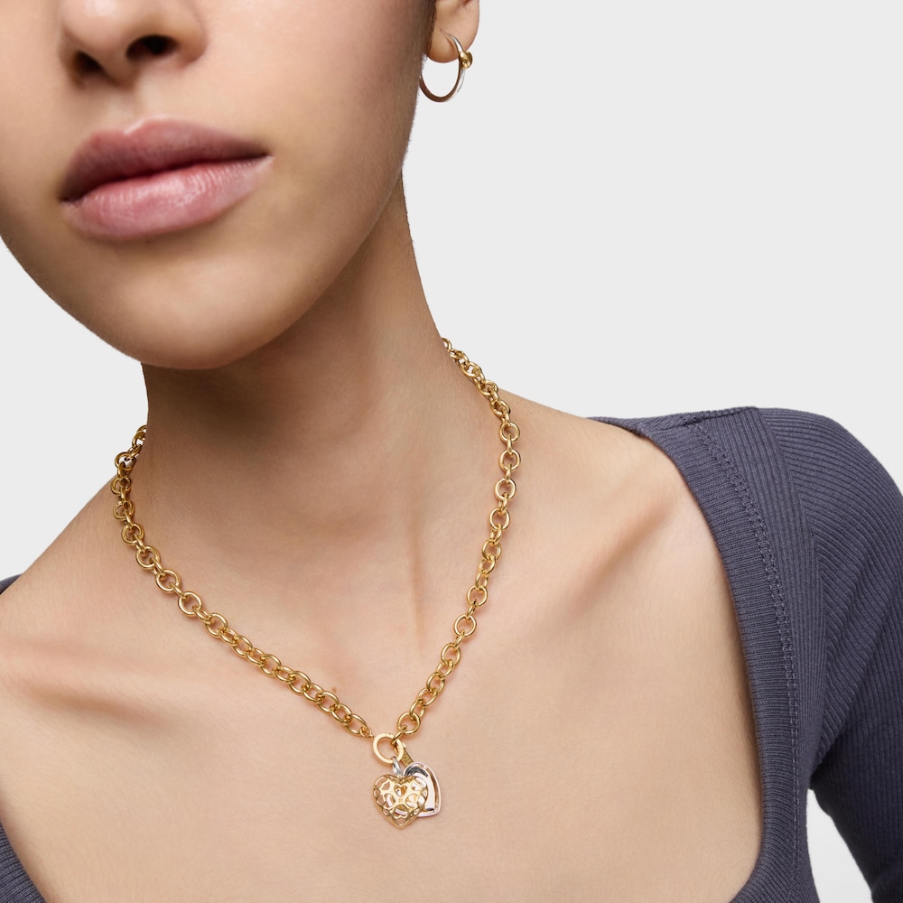 Two-tone double heart Pendant Medallions