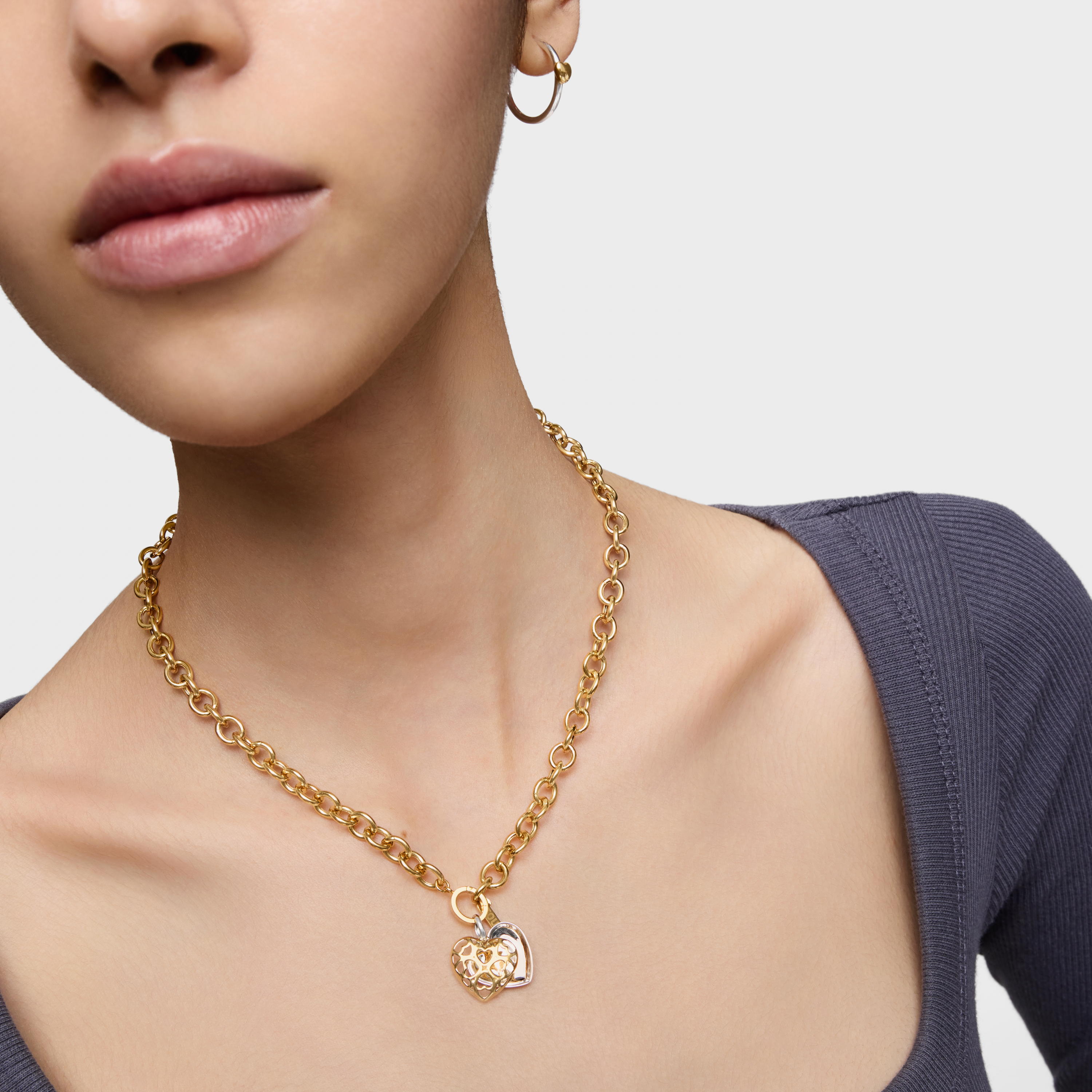 Two-tone double heart Pendant Medallions