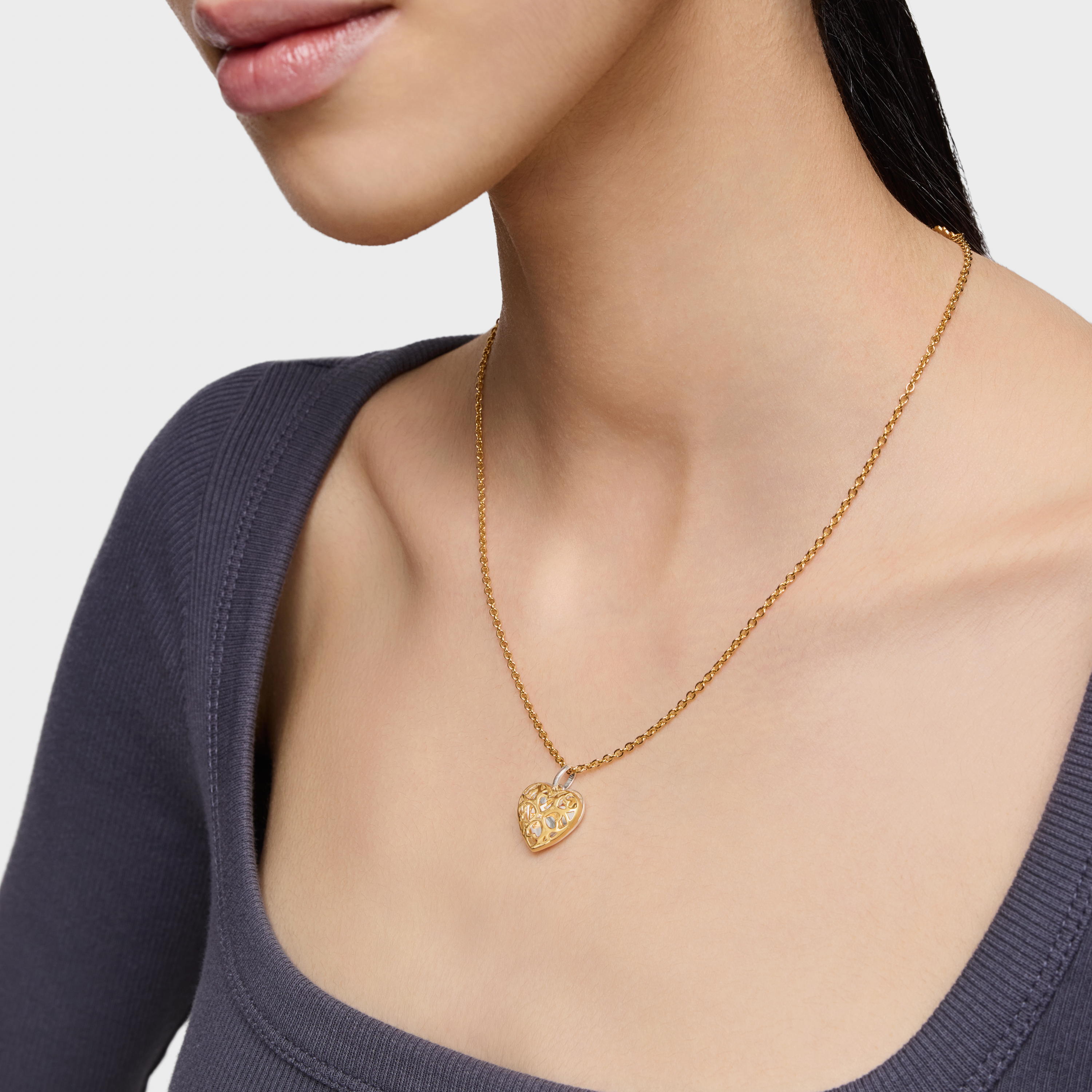 Two-tone double heart Pendant Medallions