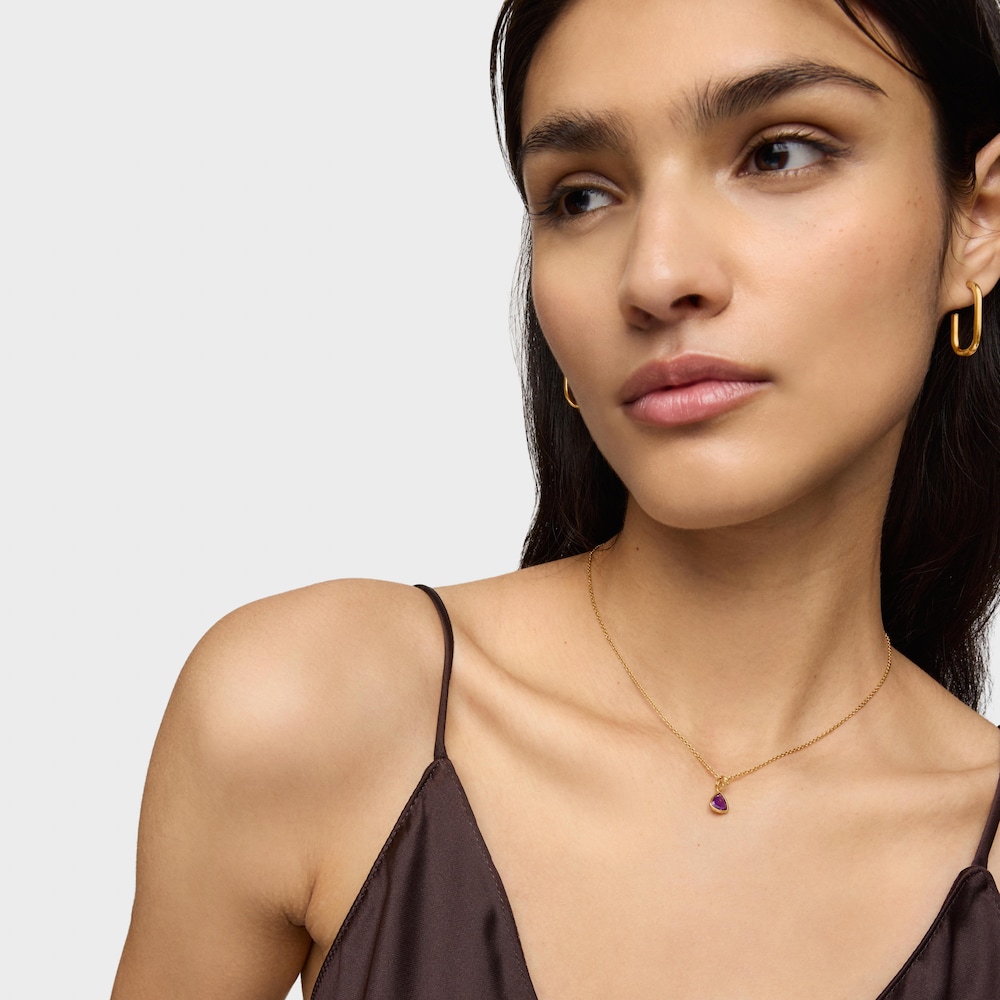 Colgante peque&ntilde;o con ba&ntilde;o de oro 18 kt sobre plata y rodolita Medallions