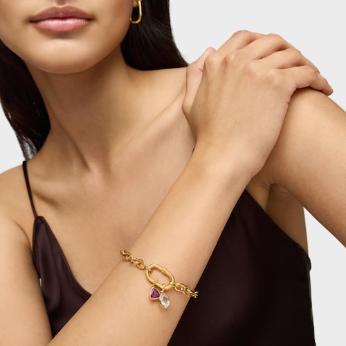 Colgante pequeño con baño de oro 18 kt sobre plata y rodolita Medallions