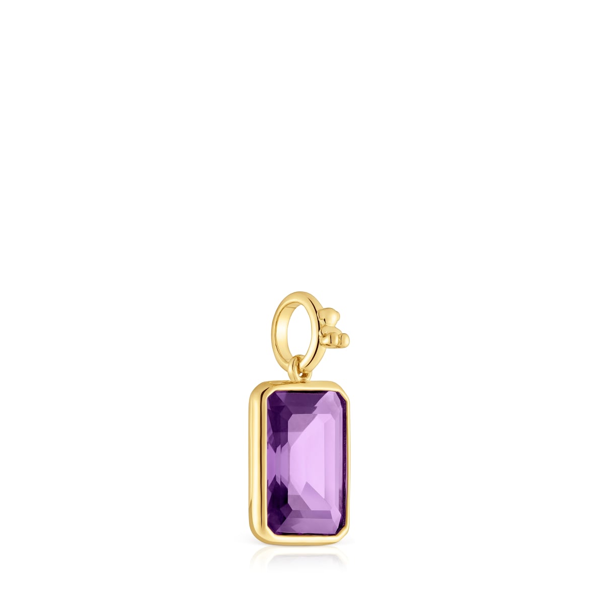 Colgante pequeño con baño de oro 18 kt sobre plata y amatista Medallions