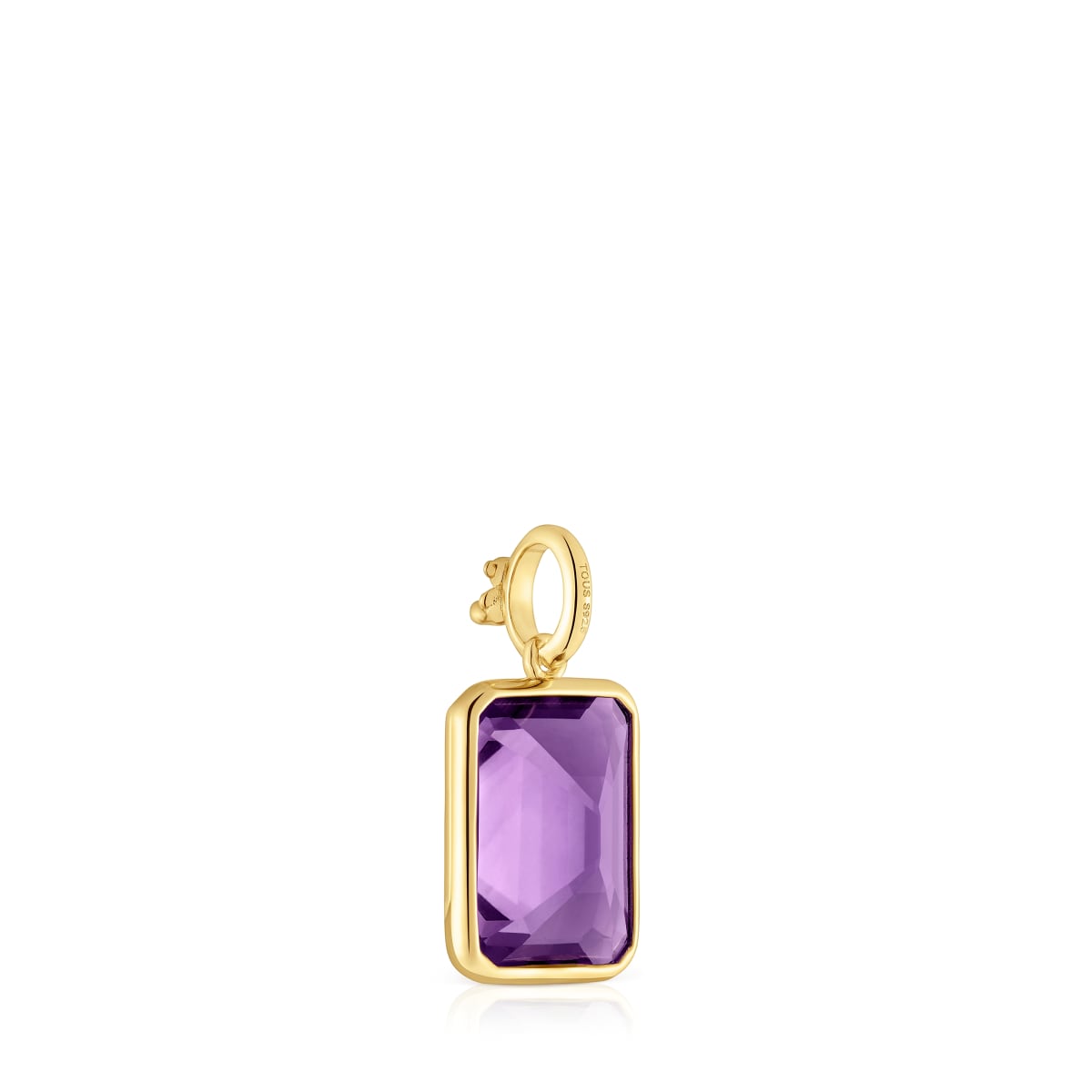 Colgante pequeño con baño de oro 18 kt sobre plata y amatista Medallions