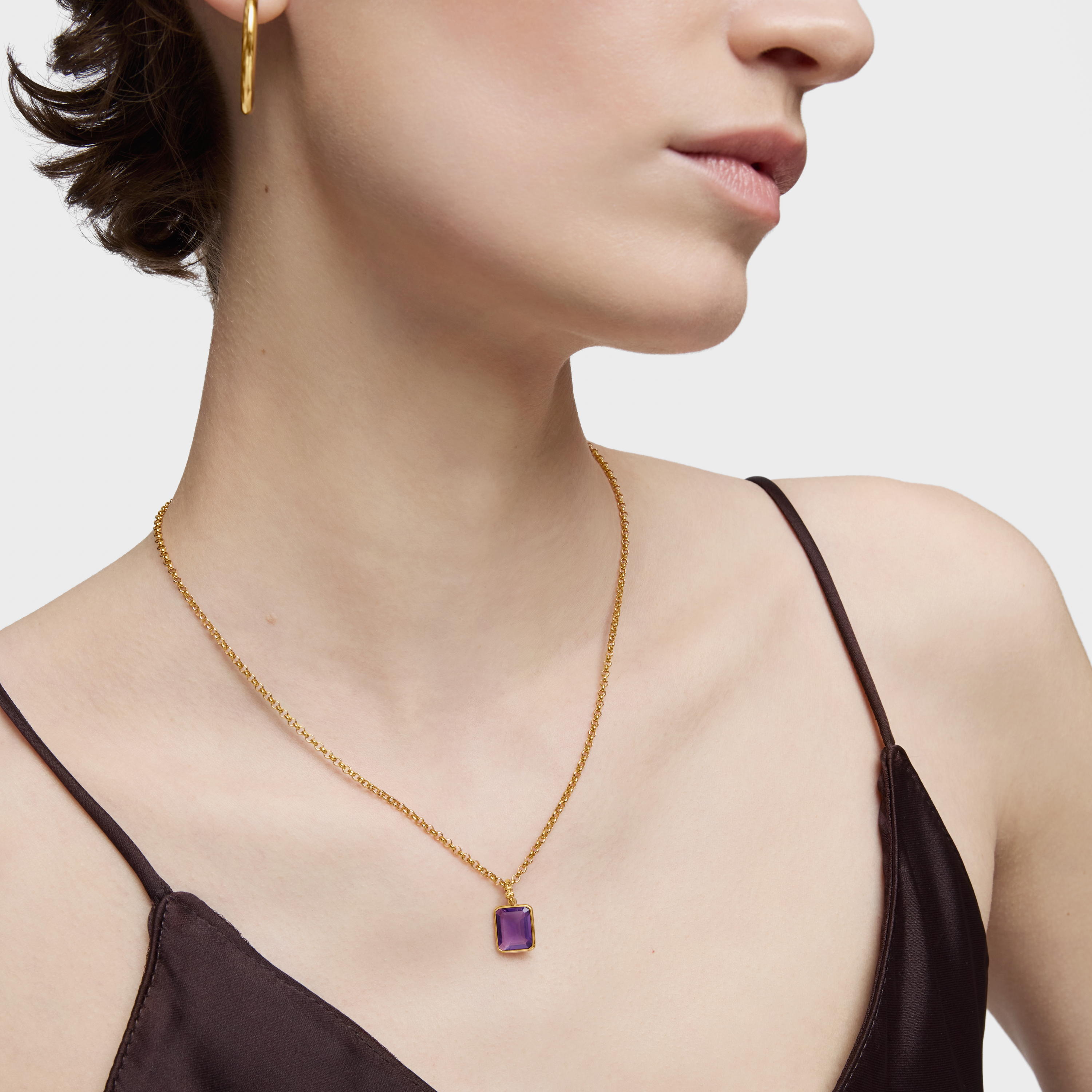 Small 18K gold vermeil Pendant with amethyst Medallions