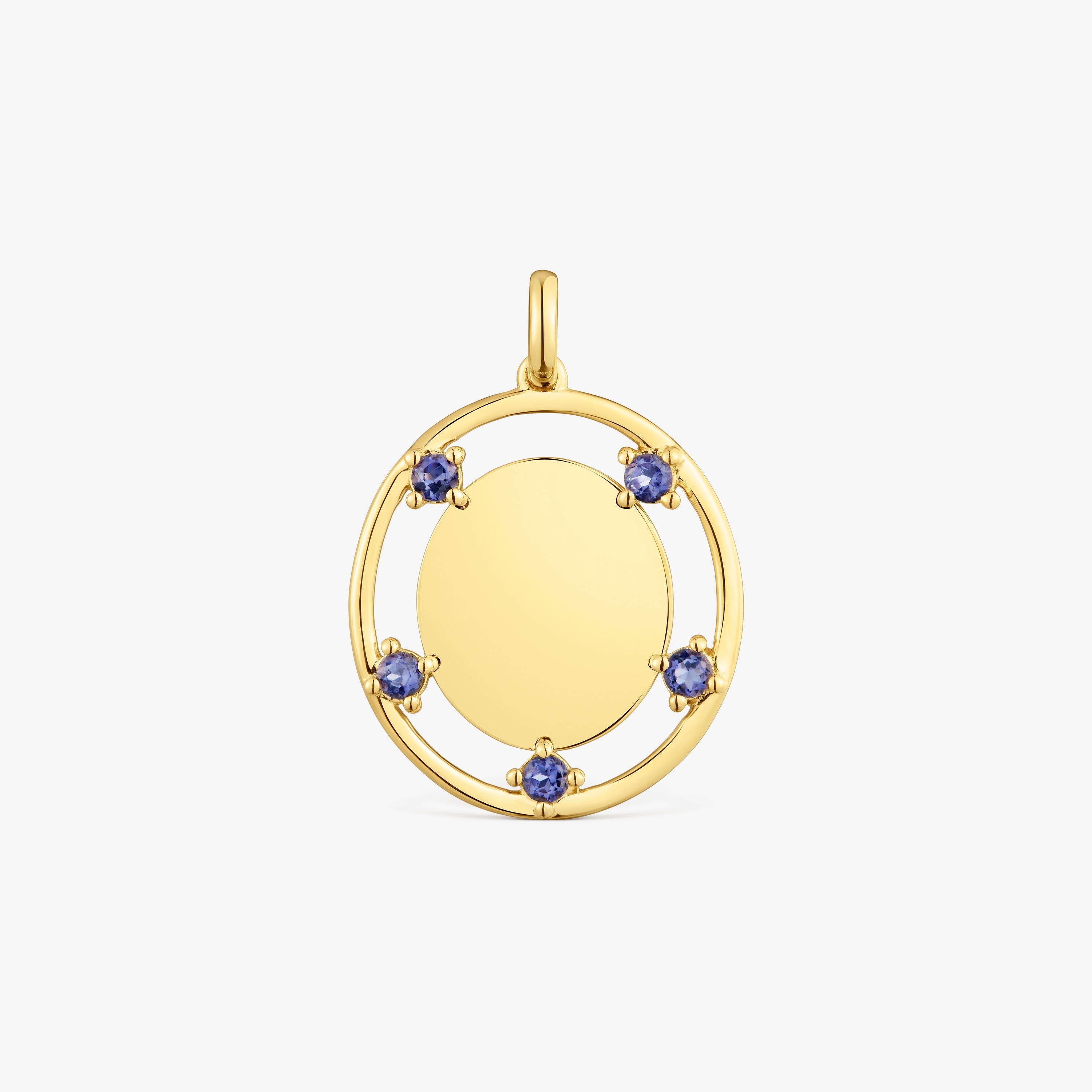 18K solid gold medallion Pendant with iolites TOUS Basics