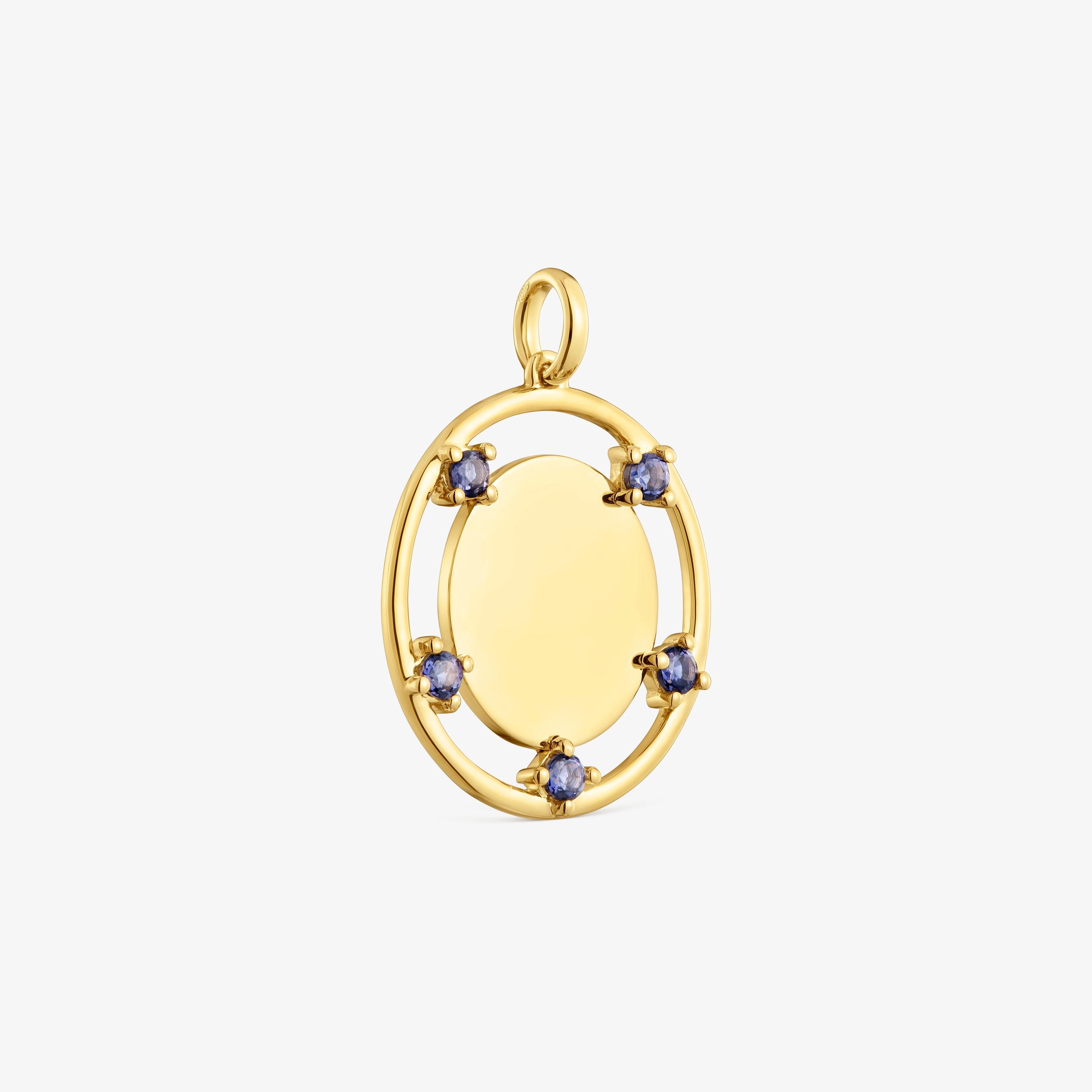 18K solid gold medallion Pendant with iolites TOUS Basics