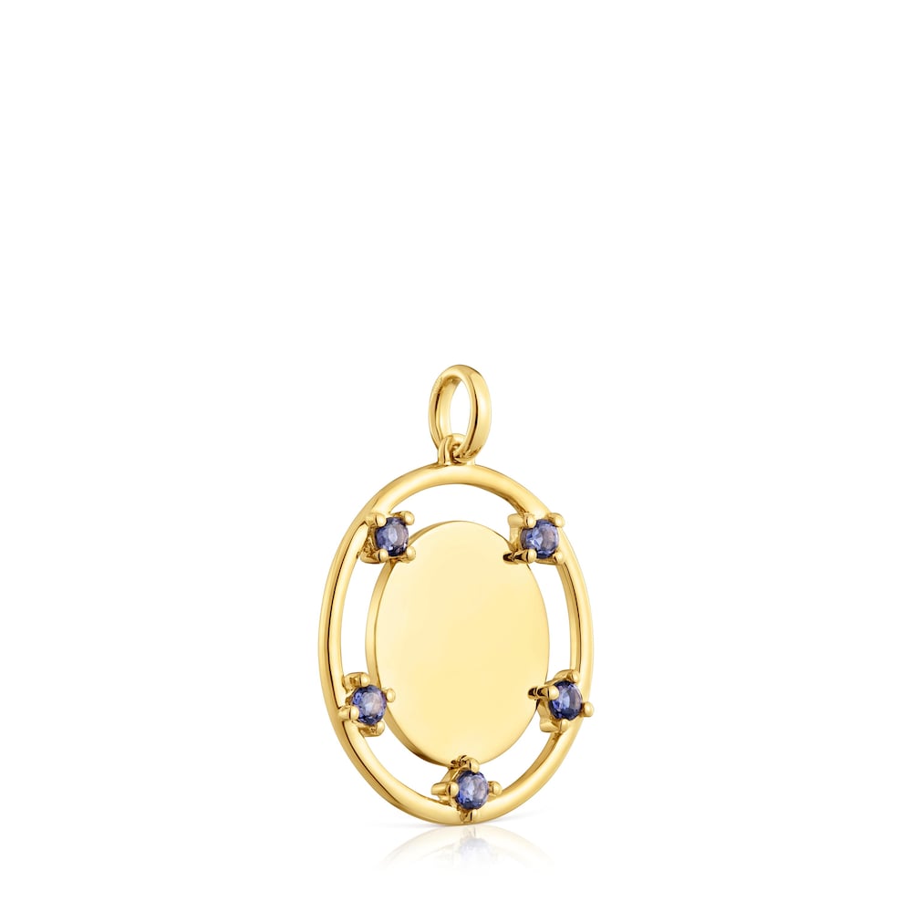 Gold medallion Pendant with iolites TOUS Basics