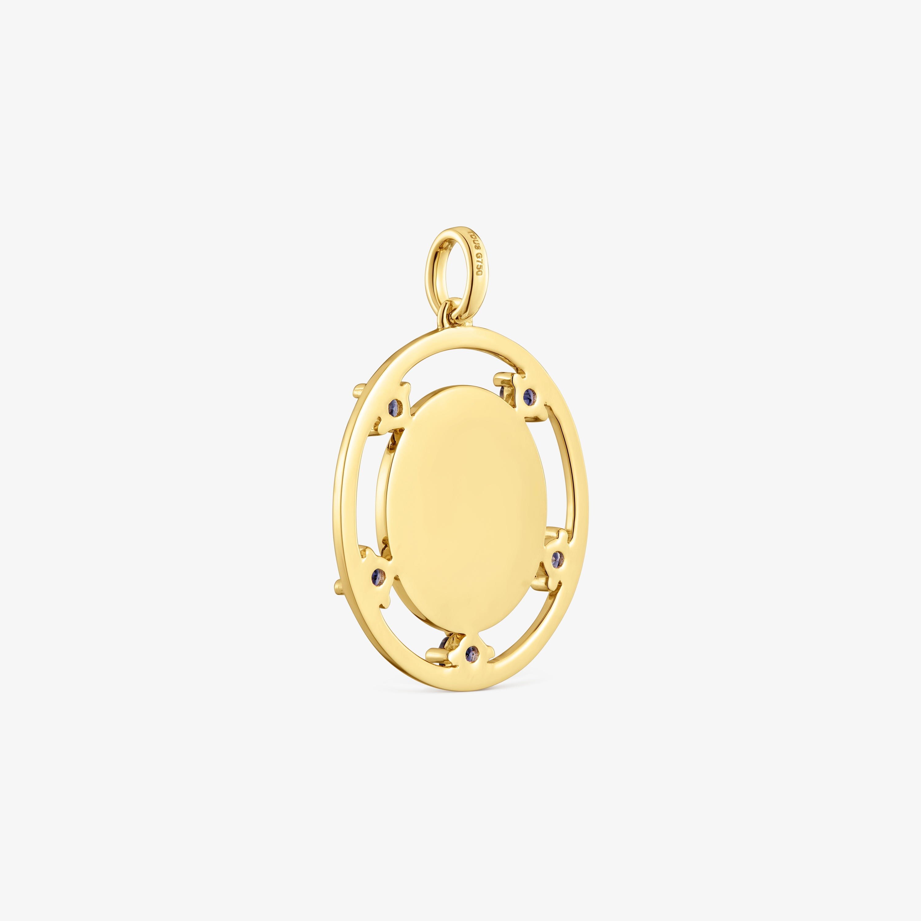 18K solid gold medallion Pendant with iolites TOUS Basics