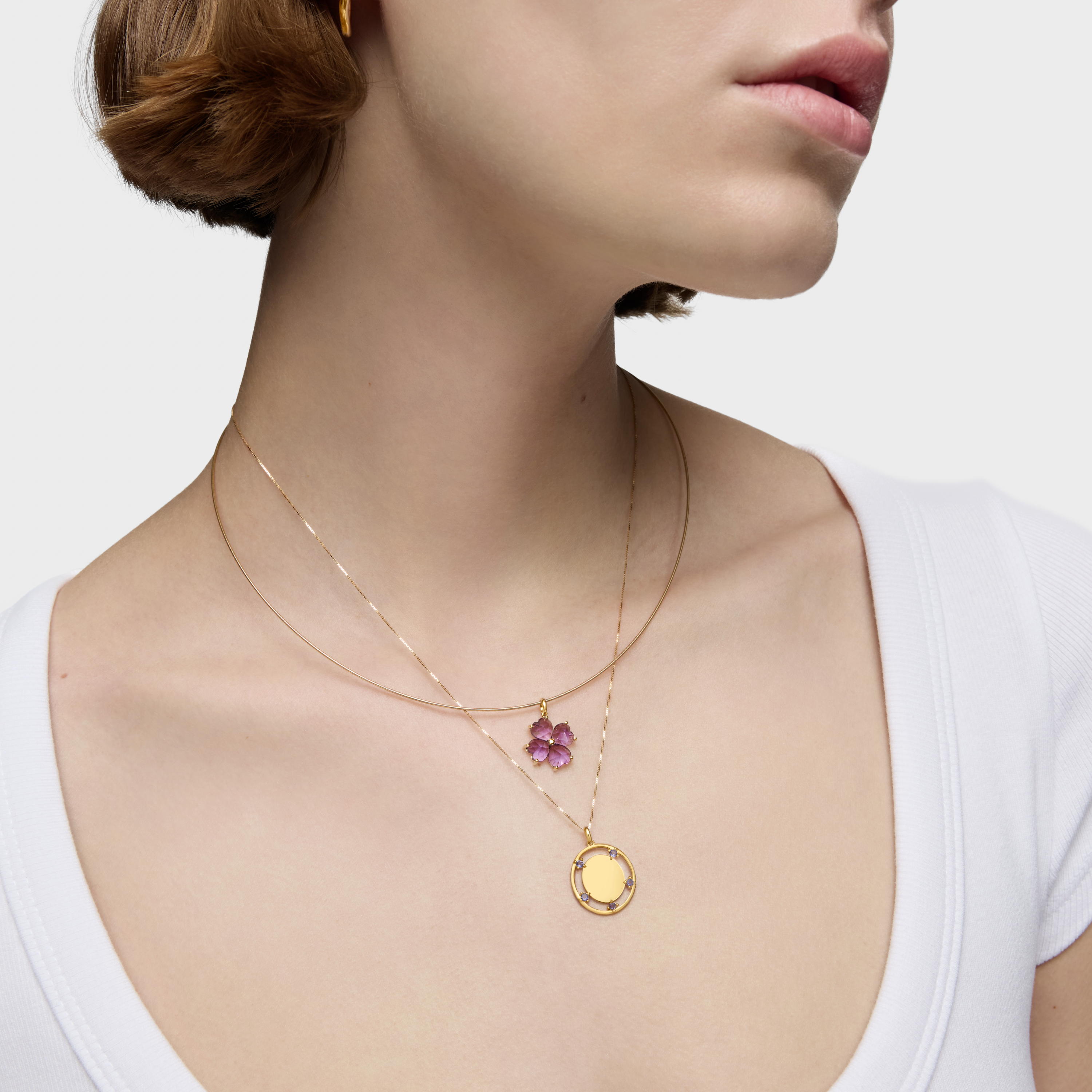 Gold medallion Pendant with iolites TOUS Basics