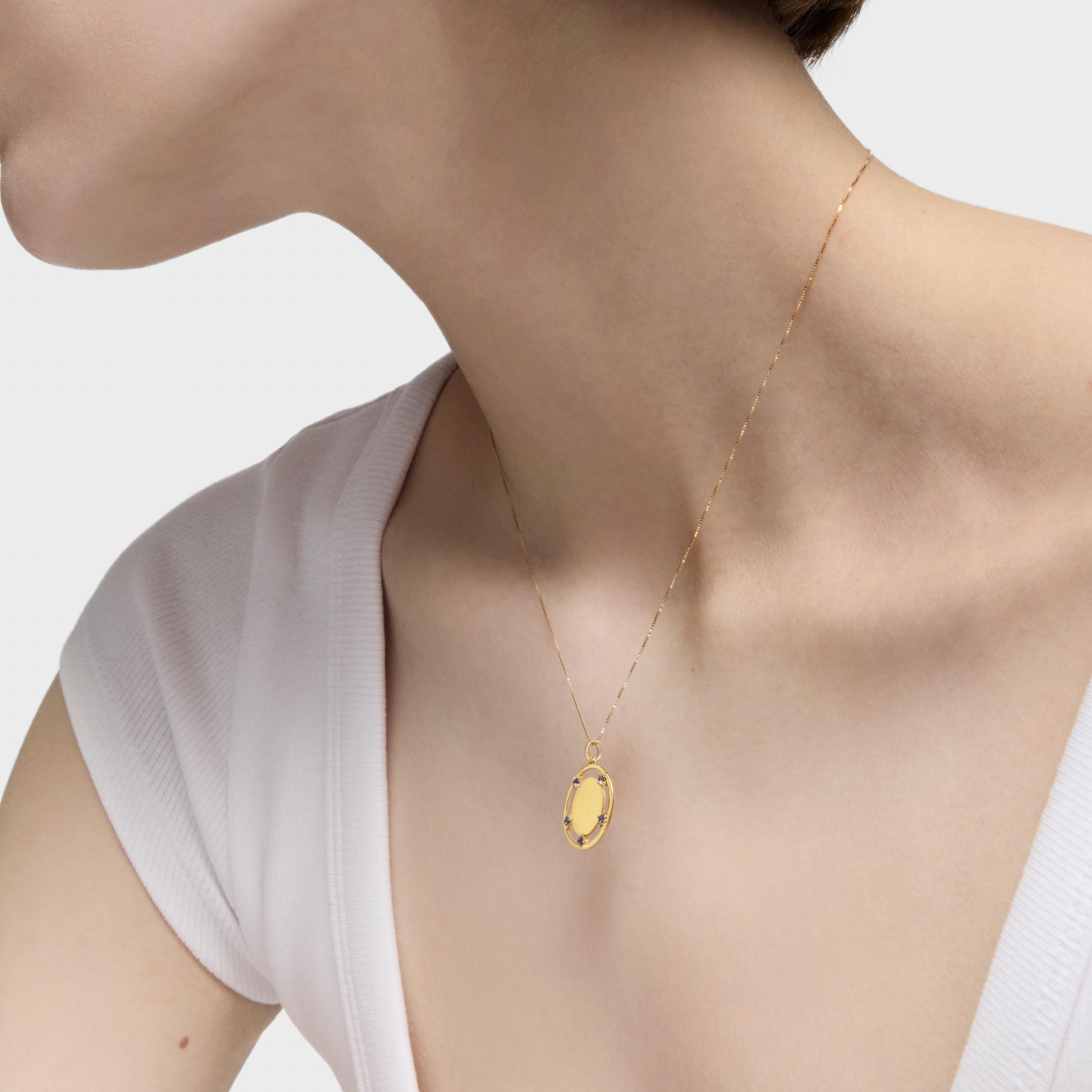 18K solid gold medallion Pendant with iolites TOUS Basics