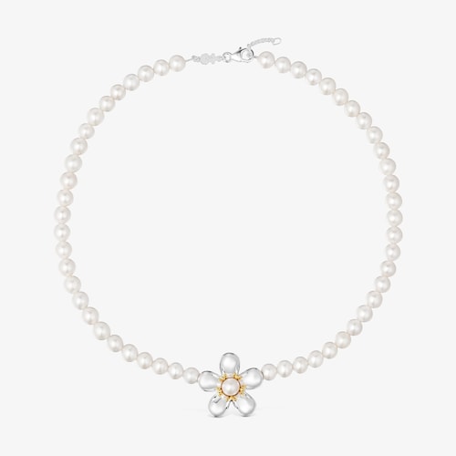 Colar curto bicolor e p&eacute;rolas cultivadas Daisy
