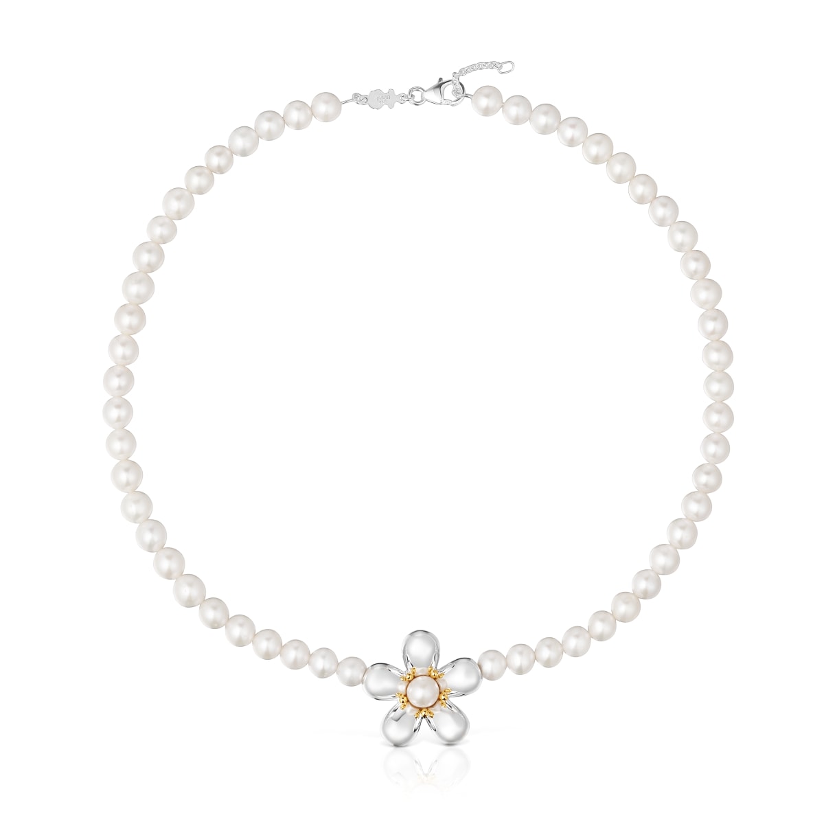 Tous - Collar Corto Bicolor Y Perlas Cultivadas Daisy - Plateado