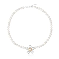 Short two-tone Necklace with cultured pearls Daisy
