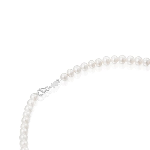 Short two-tone Necklace with cultured pearls Daisy