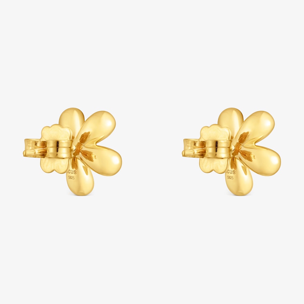 Pendientes flor con ba&ntilde;o de oro de 18&nbsp;kt sobre plata Daisy