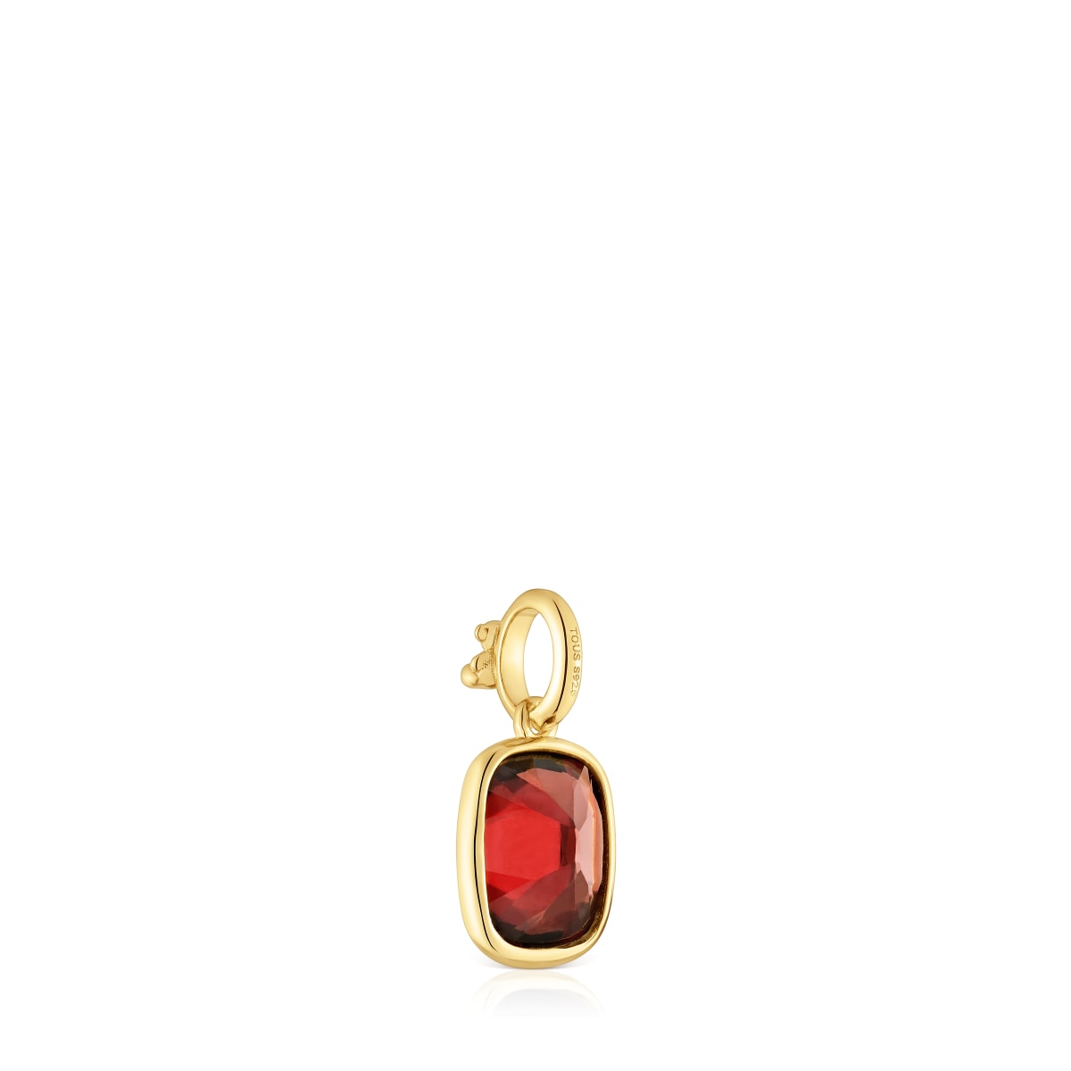 Colgante pequeño con baño de oro 18 kt sobre plata y granate Medallions