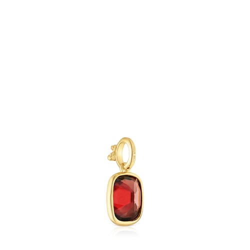 Colgante pequeño con baño de oro 18 kt sobre plata y granate Medallions